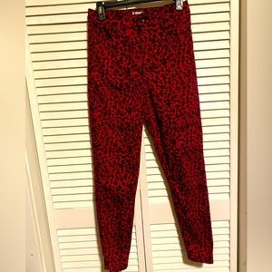 Red leopard print pants sz 9 hot topic. Like brand new! Punk rockabilly goth.